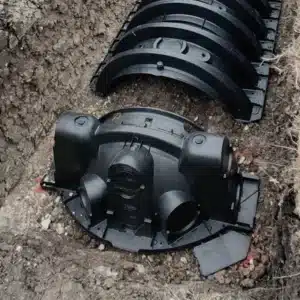 FJR Septic Installers installing a conventional septic system with a leaching chamber field