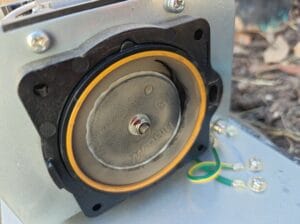 FJR Septic Installers checking aerator diaphragms in a maintenance service call in Bexar county