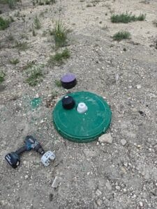 FJR Sepict Installers checking bleach for a septic system in San Antonio Texas